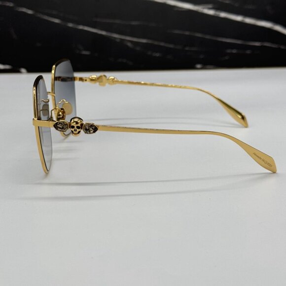 NEW AM0325S 001 ALEXANDER MCQUEEN GOLD/GREY WOMEN ALEXANDER MCQUEEN SUNGLASSES - Picture 6 of 14